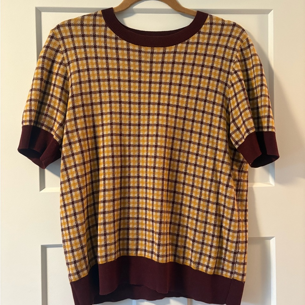 Ann Taylor Maroon and Mustard/Gold  Knit Top NEW, never worn.